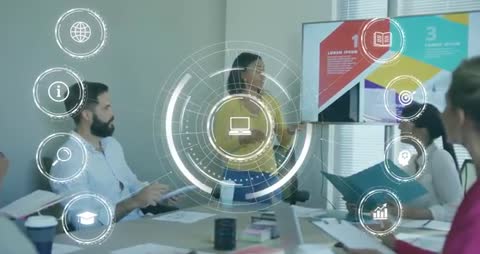 Futuristic Business Presentation with Holographic Projections