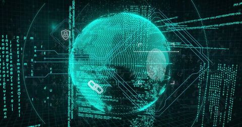 Digital globe with fingerprint reflects advanced tech and cybersecurity