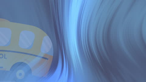 Abstract Glowing School Bus Icon on Dark Background