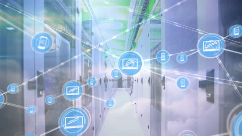 Futuristic Data Center with Network Connections