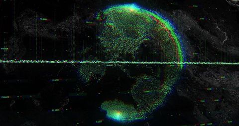 Futuristic Digital Globe with Data Coordinates in Cyberspace