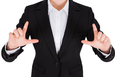 Businesswoman's Gesture Demonstrating on Transparent Background
