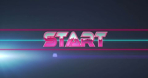 Futuristic Start Text with Neon Glowing Lines