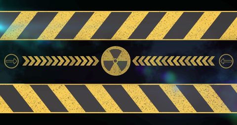 Radiation warning symbol with industrial design elements