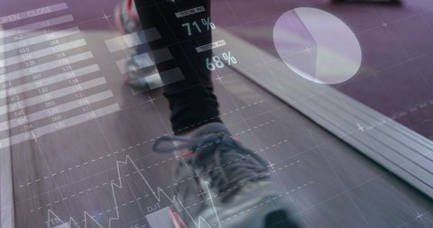 Person Walking on Treadmill with Digital Data Overlay - Download Free Stock Images Pikwizard.com