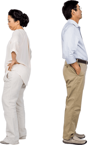 transparent conflict among mature asian couple, arms folded in anger - Download Free Stock Videos Pikwizard.com