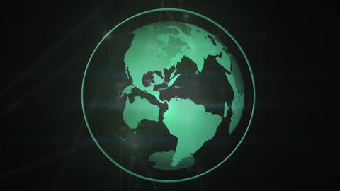 Glowing Network Connections on Spinning Globe