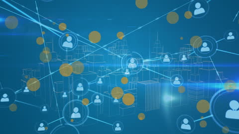 Digital Network Connectivity with Blue Cityscape