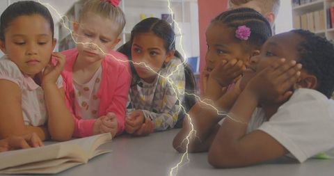 Lightning Effect over Diverse Schoolchildren Engaged in Storytime