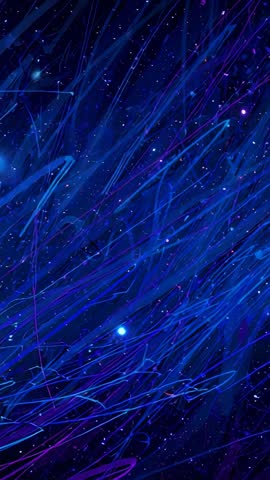 Vertical Neon Stream Video: Pulsing Blue and Purple Streaks Drifting Through Cosmic Field
