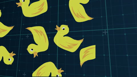 Rubber Duck Animations on Digital Data Background
