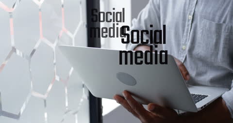 Social Media Concept with Laptop Showing Connectivity Graph