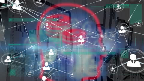 Digital Network Connection with Data Processing Animation