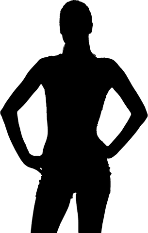 Black silhouette of woman on transparent background png