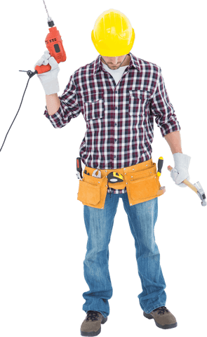 transparent construction worker holding drill and hammer - Download Free Stock Videos Pikwizard.com