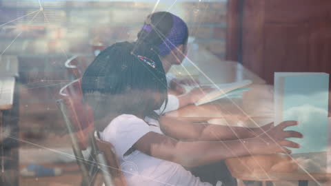 Schoolchildren Engaged in Digital Learning with Network Overlay