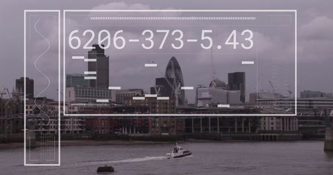 Financial Data Overlay on London Cityscape for Global Business Concept