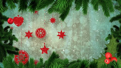 Festive Christmas Background with Fir Tree and Snowfall