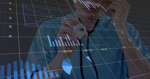 Medical Professional Analyzing Holographic Data Visualizations