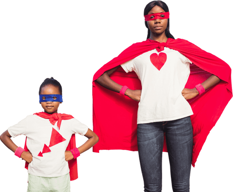 transparent superhero family wearing red capes and masks - Download Free Stock Videos Pikwizard.com