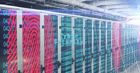 Cybersecurity in Data Center with Digital Interface Overlay - Download Free Stock Images Pikwizard.com