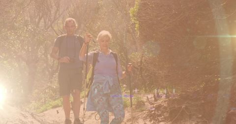 Senior Couple Enjoying Nature on a Hike through Forest Trail - Download Free Stock Images Pikwizard.com