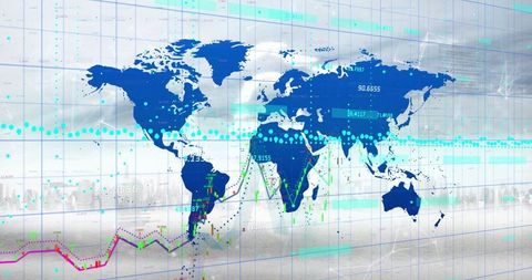 Digital World Map and Data Overlap above Urban Skyline - Download Free Stock Images Pikwizard.com