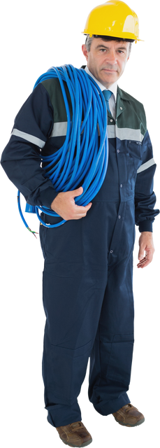 Transparent Background Construction Technician with Blue Wiring - Download Free Stock Videos Pikwizard.com