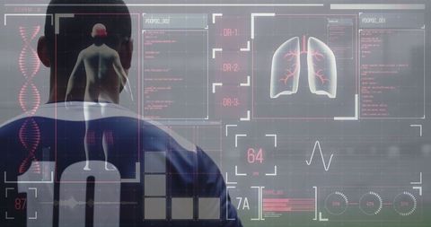 Futuristic Medical Data Interface Analyzing Athlete's Performance