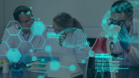 Diverse Scientists Analyzing Data in Futuristic Laboratory