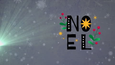 Festive Noel Text with Falling Snowflakes Animation