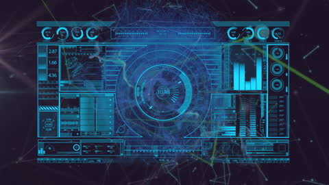 Futuristic Digital Interface Dashboard with Fast-Paced Data