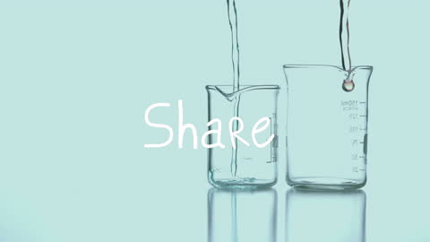 Conceptual Animation of Sharing with Pouring Beaker and Text