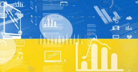 economic symbols overlaid on ukraine flag reflecting crisis impact - Download Free Stock Images Pikwizard.com