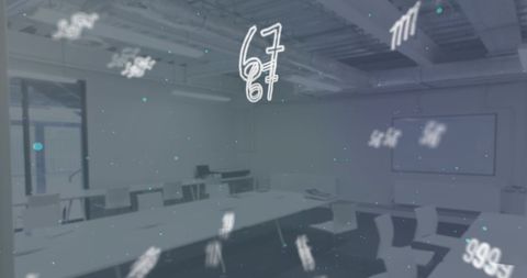 Floating Digital Numbers in Modern Empty Office - Download Free Stock Images Pikwizard.com