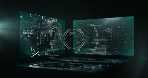 Digital Screens Projecting Mathematical Equations in Dark Environment - Download Free Stock Images Pikwizard.com