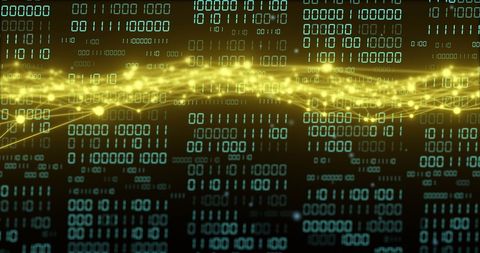 Digital Binary Landscape with Glowing Data Wave - Download Free Stock Images Pikwizard.com