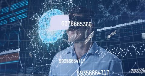 Man Experiencing Virtual Reality with Data Interfaces - Download Free Stock Images Pikwizard.com