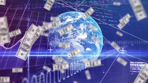 Global Money Exchange and Financial Data Superimposed on Earth