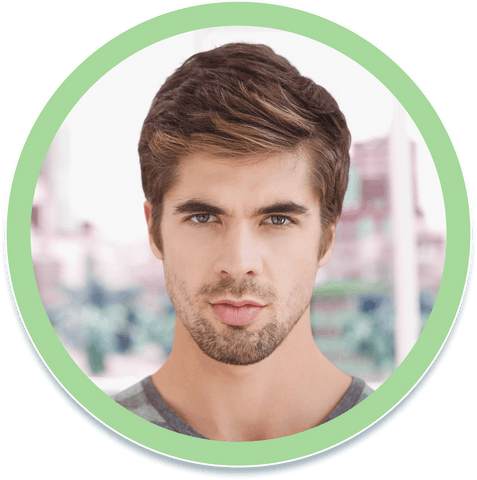 Transparent portrait of handsome man looking at camera