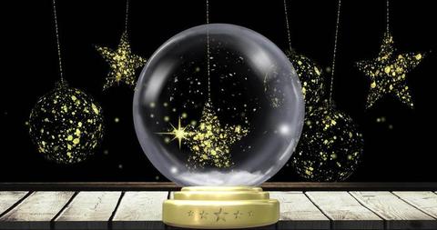 Christmas Snow Globe with Glittering Stars and Baubles - Download Free Stock Images Pikwizard.com