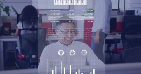 Financial Data Processing Displayed Over Businessman Working in Office - Download Free Stock Images Pikwizard.com