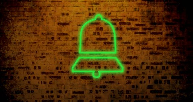 Glowing Notification Bell Icon on Brick Wall Background - Download Free Stock Images Pikwizard.com