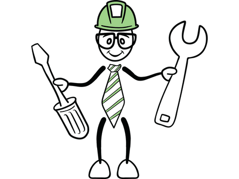 Transparent Vector of Happy Worker Holding Tools