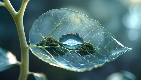 translucent leaf revealing miniature forest landscape - Download Free Stock Images Pikwizard.com