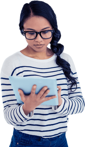 transparent young woman using tablet in modern office - Download Free Stock Videos Pikwizard.com