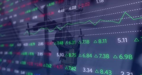 Stock Market Data Overlaying Medical Laboratory Background