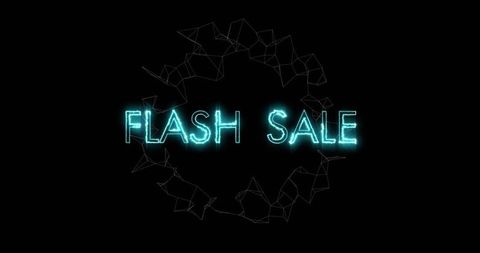 Flash Sale Glowing Neon Illustration with Network Connections
