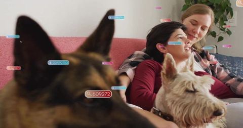 Multicultural pink hope christmas stars background with crumbling effects