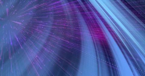 Neon Purple Particle Burst with Dynamic Blue Stripes